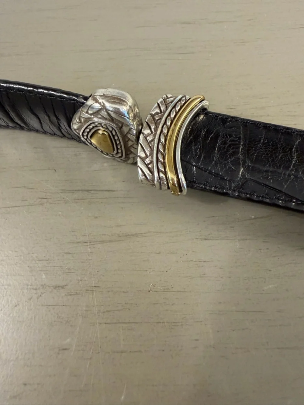 Brighton Marcus Black/Brown Reversible Belt Silver/Gold Women’s Size M/L 32 VTG